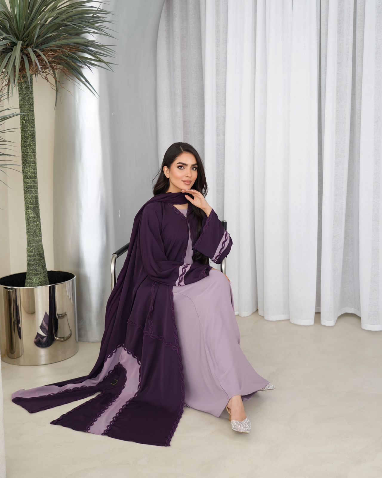 plum harmony set abaya