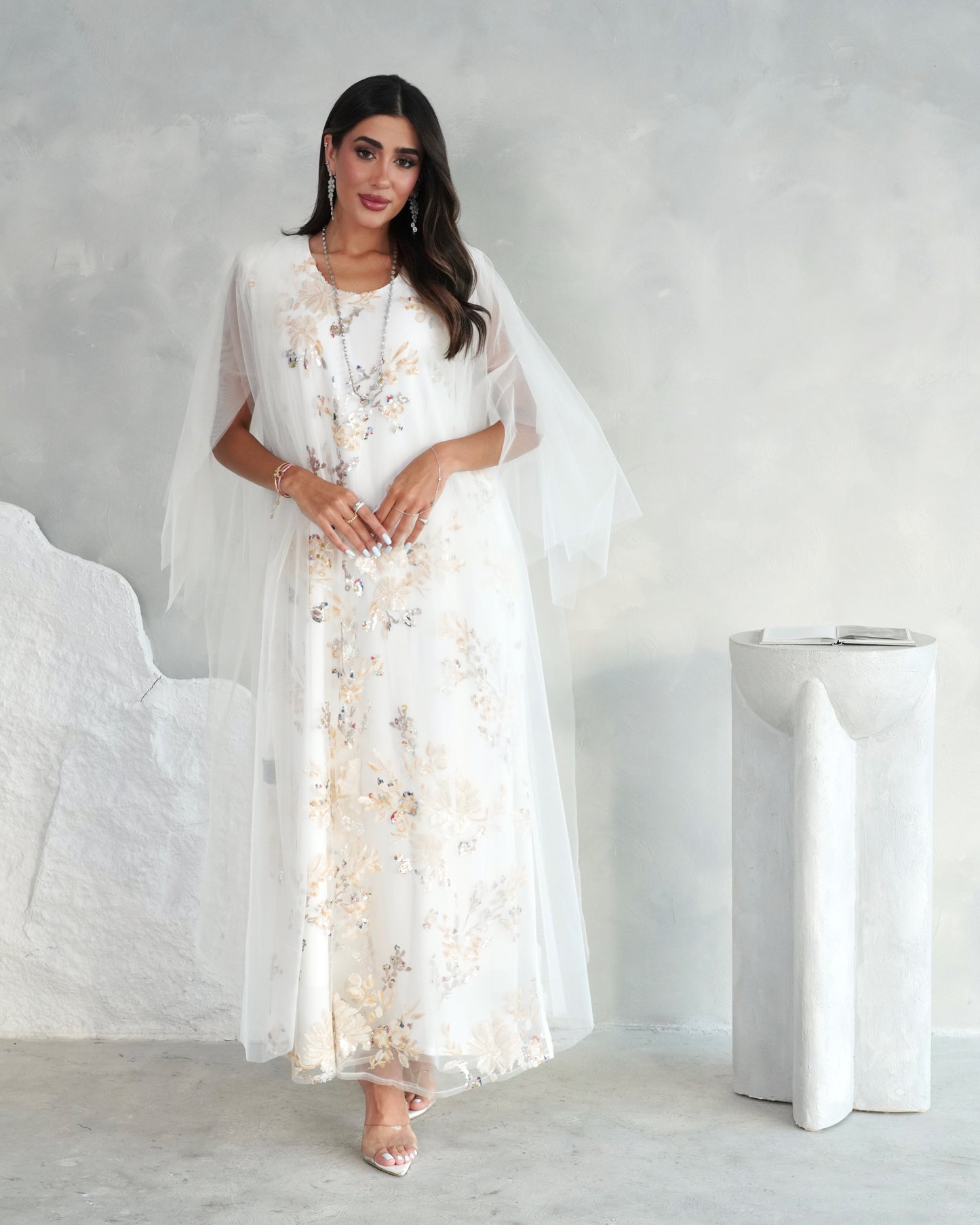 ivory blossom cape dress