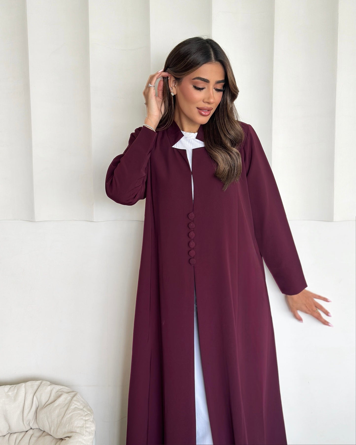 aaliyah front-button abaya – burgundy
