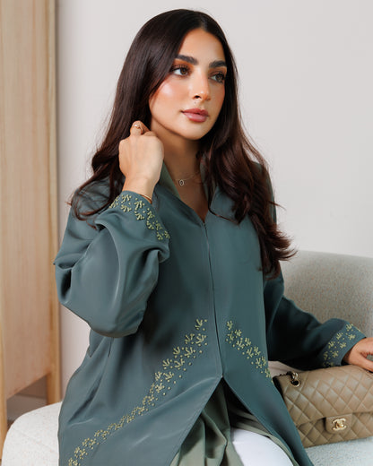 Sage Bloom Embroidered Abaya