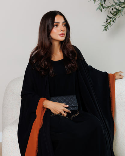 Noir Ember Contrast Trim Abaya