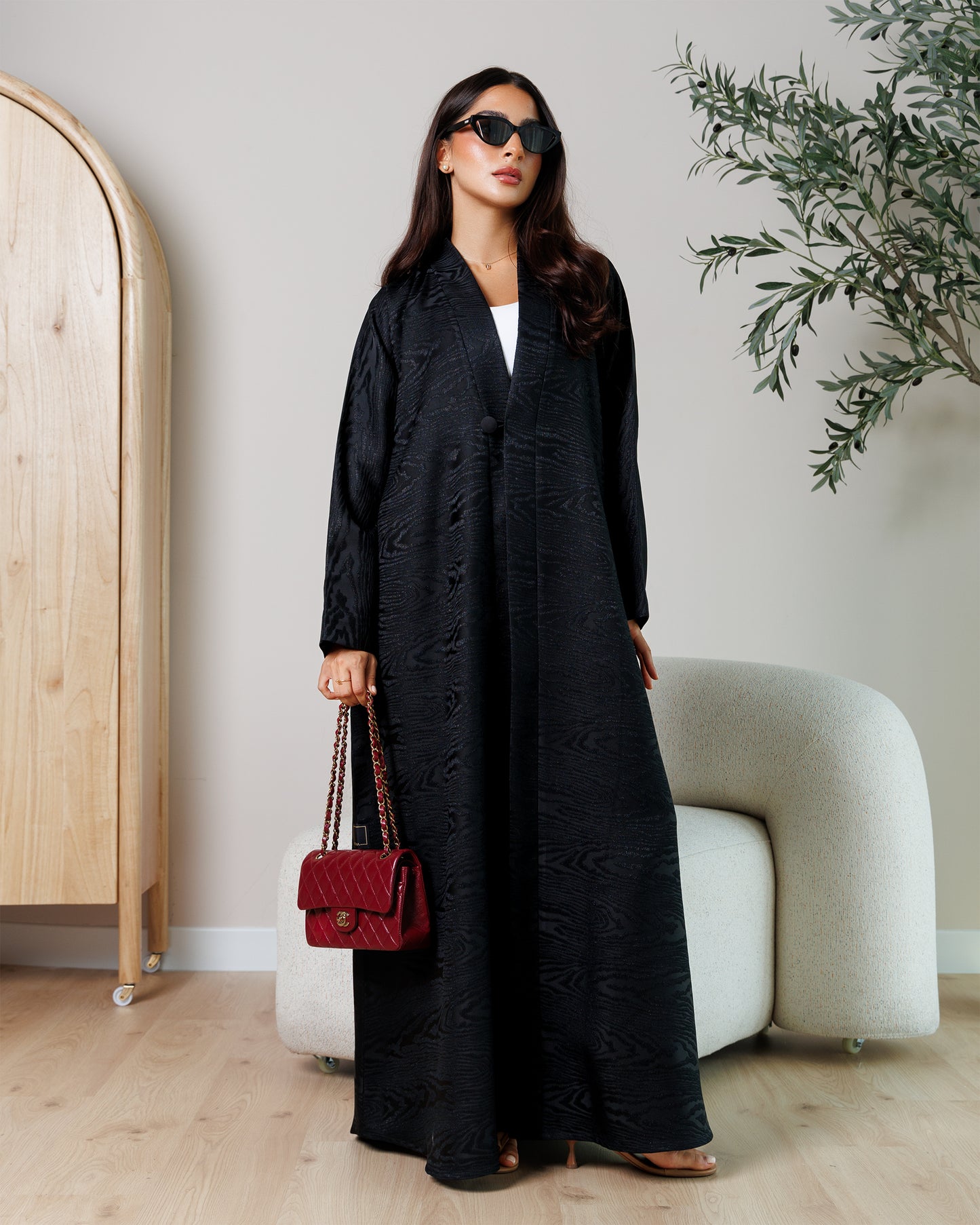 onyx textured statement abaya