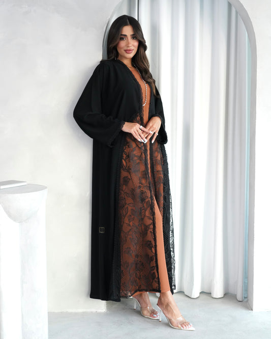 Midnight Lace Open Abaya