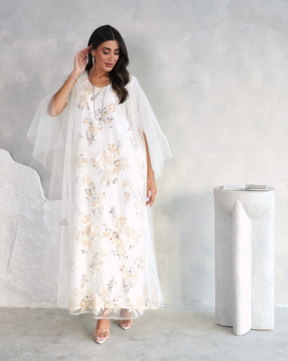 Ivory Blossom Cape Dress