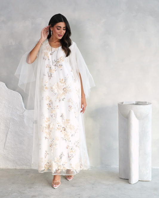 Ivory Blossom Cape Dress