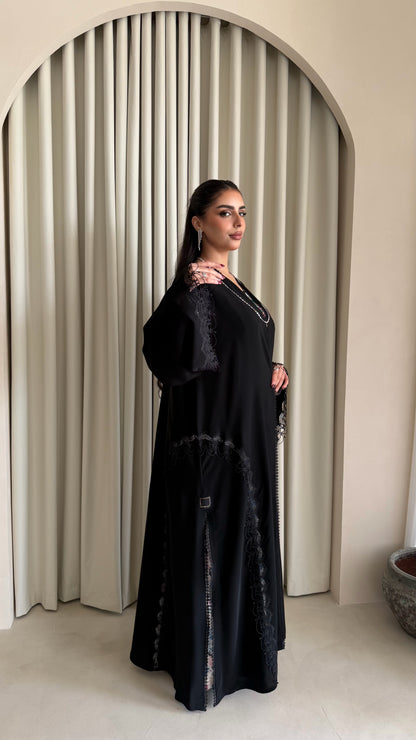 Midnight Lace Panelled Abaya