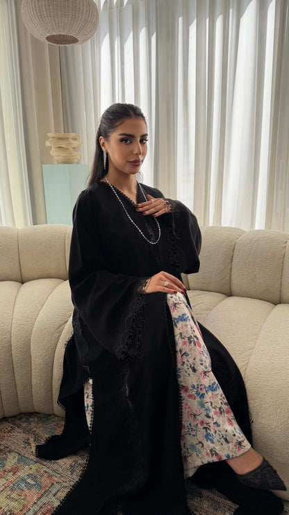 Midnight Lace Panelled Abaya
