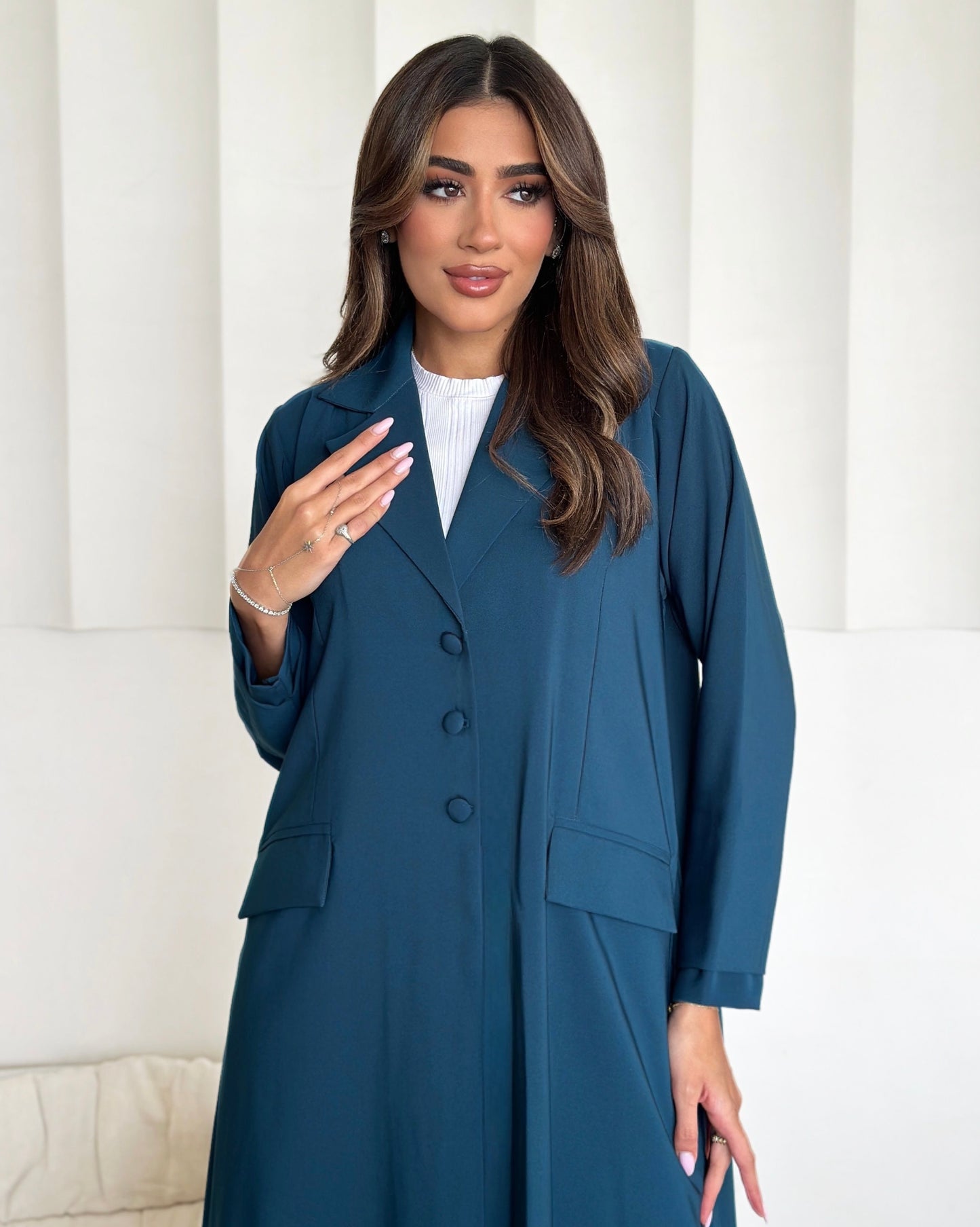 teal grace buttoned abaya