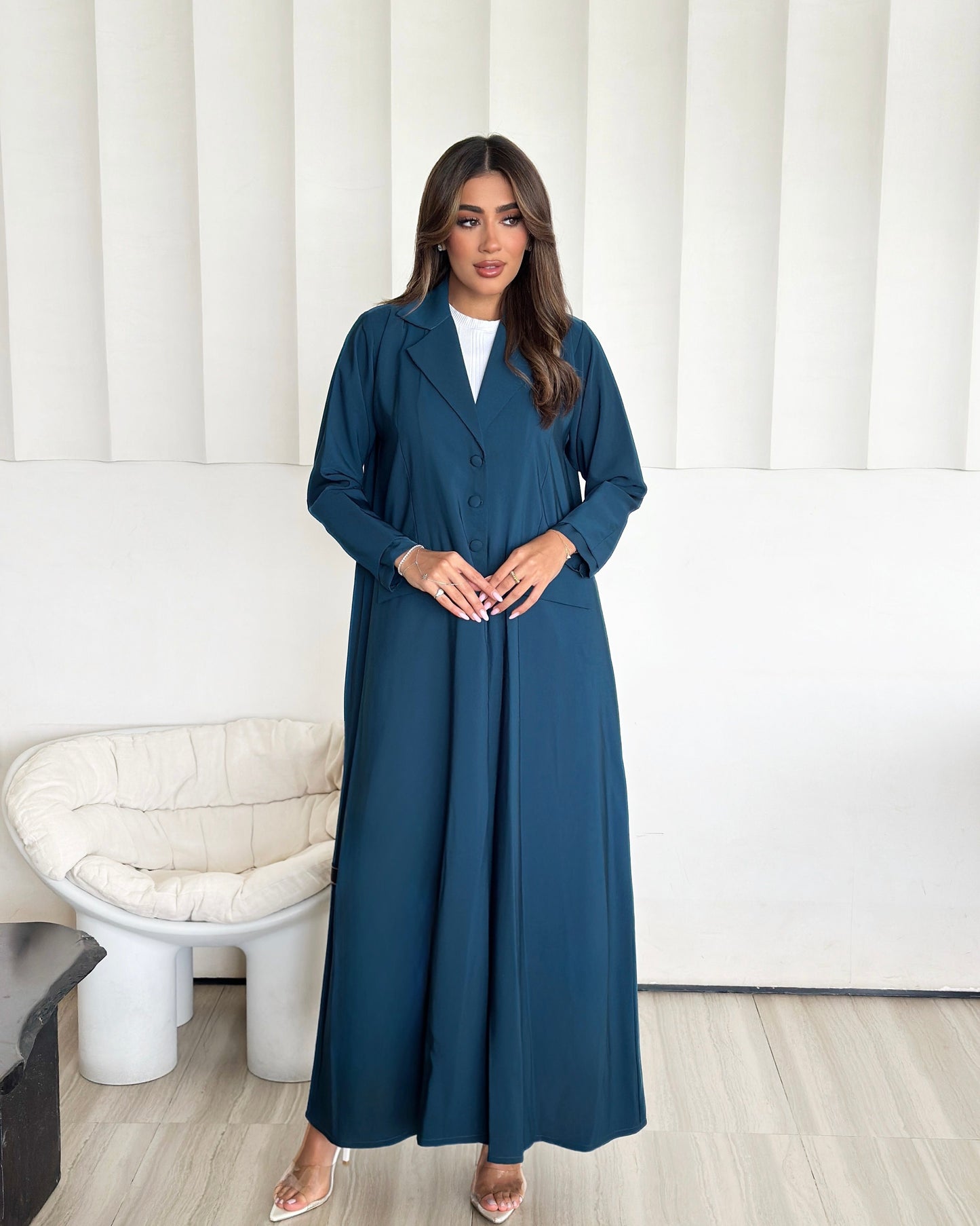 teal grace buttoned abaya