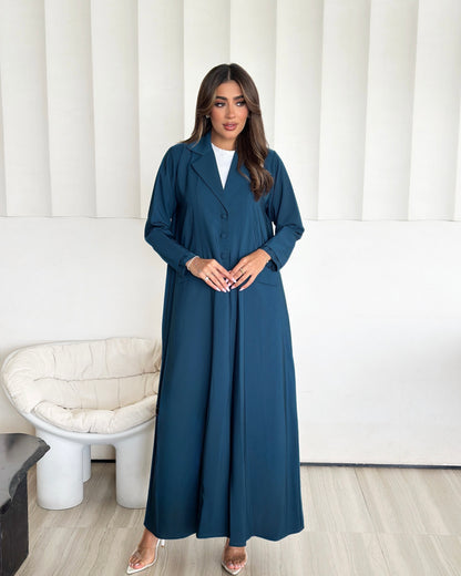 Teal Grace Buttoned Abaya