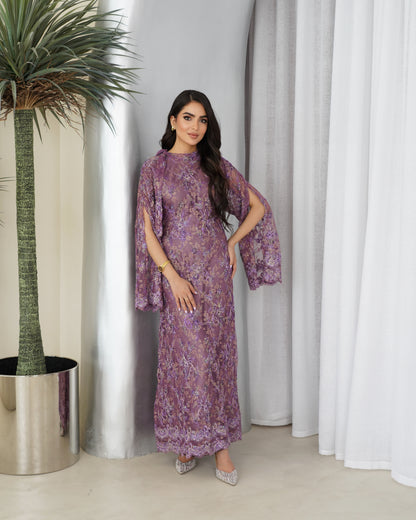 Lavender Bloom Embellished Dress