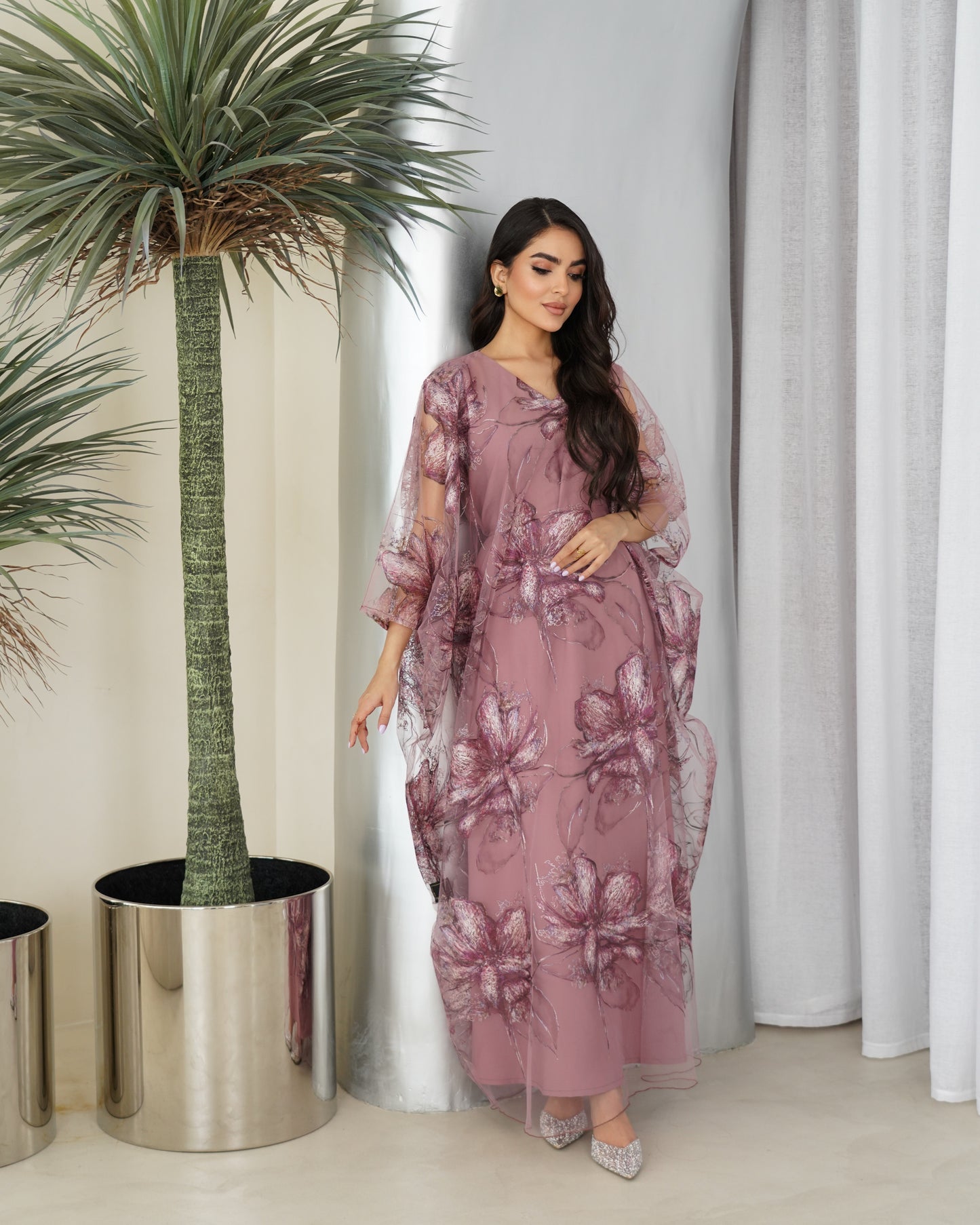 mauve bloom organza gown