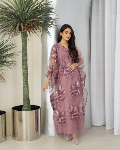 Mauve Bloom Organza Gown