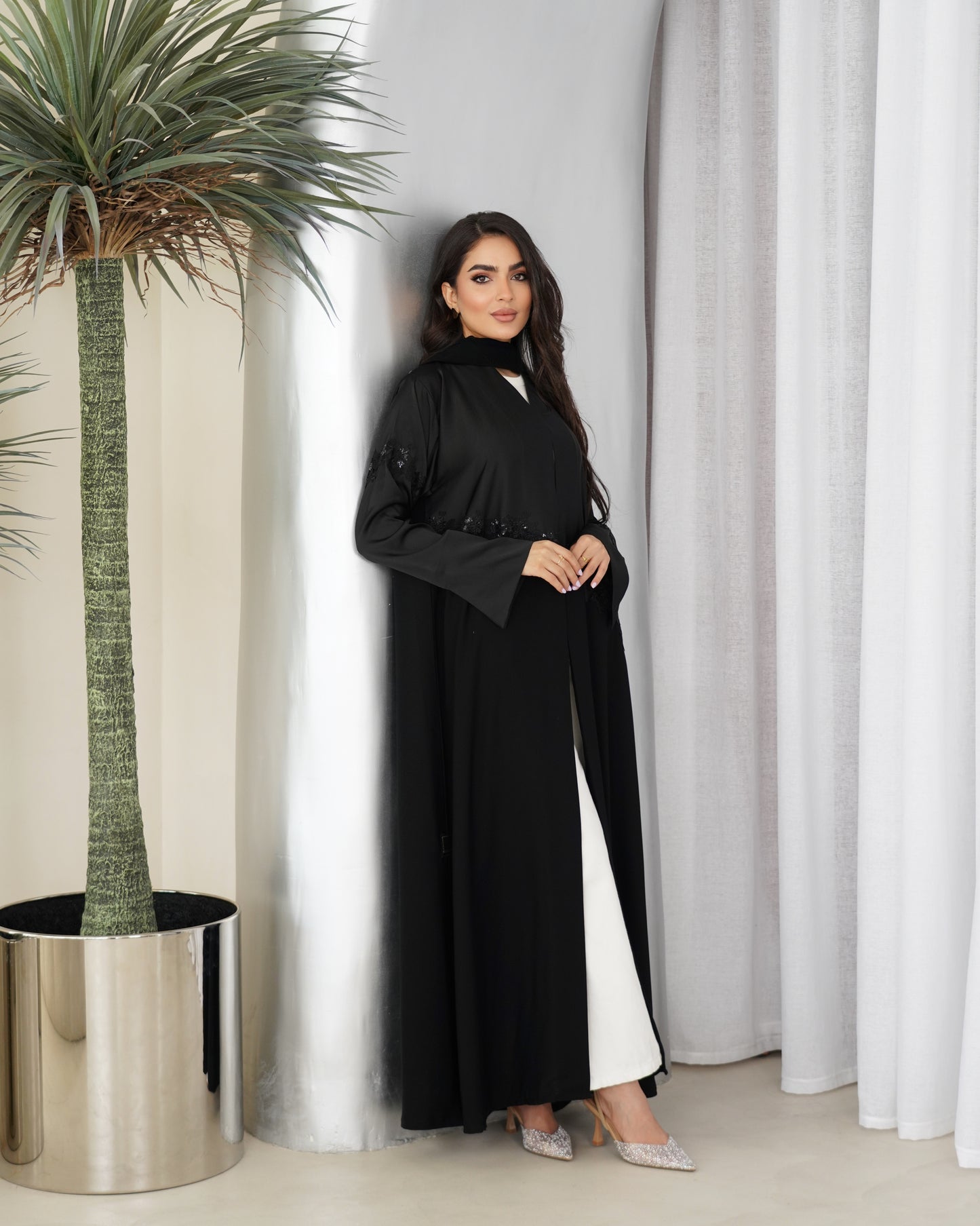 midnight sequin slope abaya