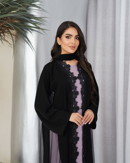 Midnight Lace Open Abaya