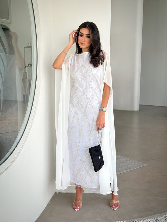 Ivory Lumière Cape Dress