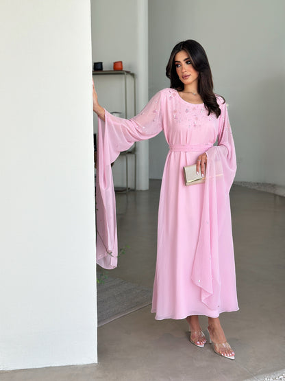Blush Petal Embellished Modest Dress