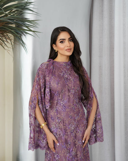 Lavender Bloom Embellished Dress