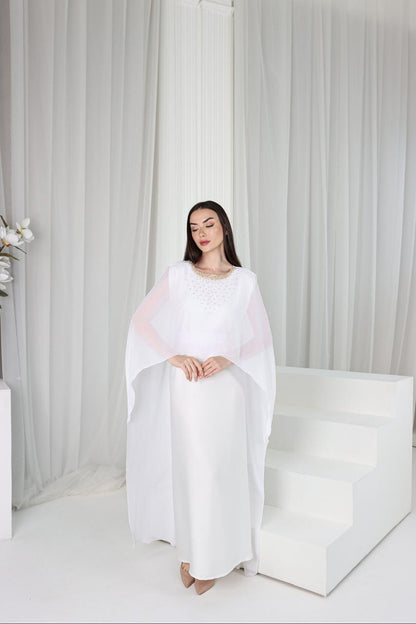 Ivory Grace Embellished Kaftan Dress