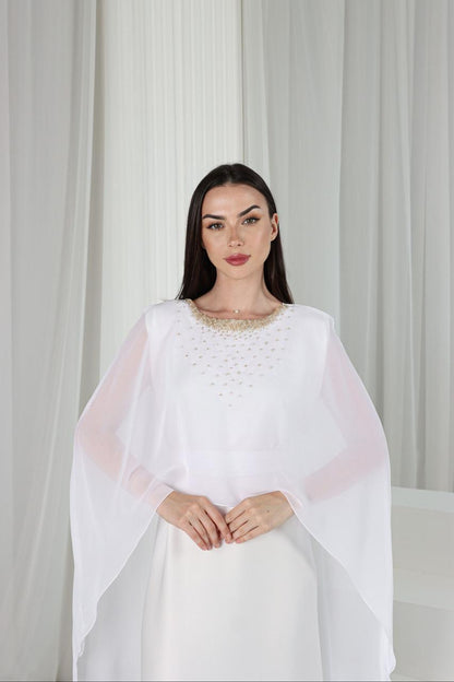 Ivory Grace Embellished Kaftan Dress