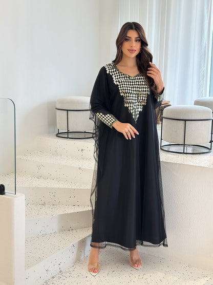 Noor Black Mirrorwork Jalabiya