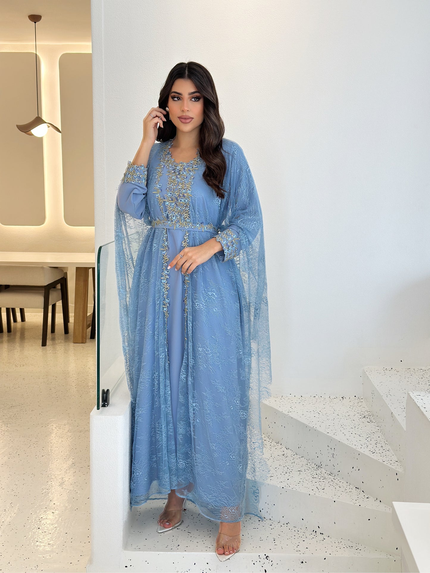 azure bloom embroidered jalabiya