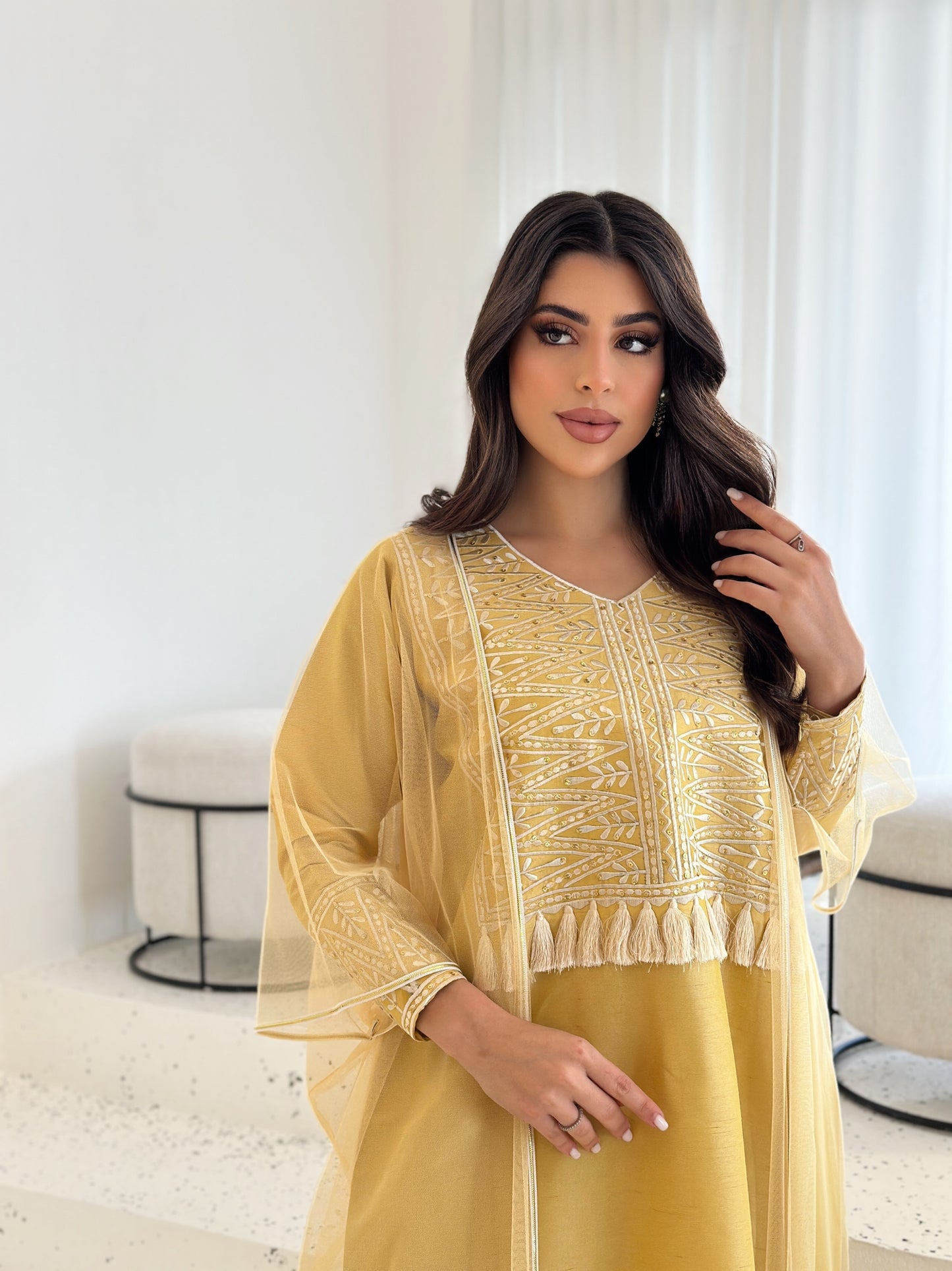 noor golden tassel jalabiya