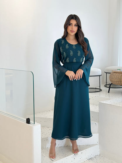 Emerald Grace Embellished Dress