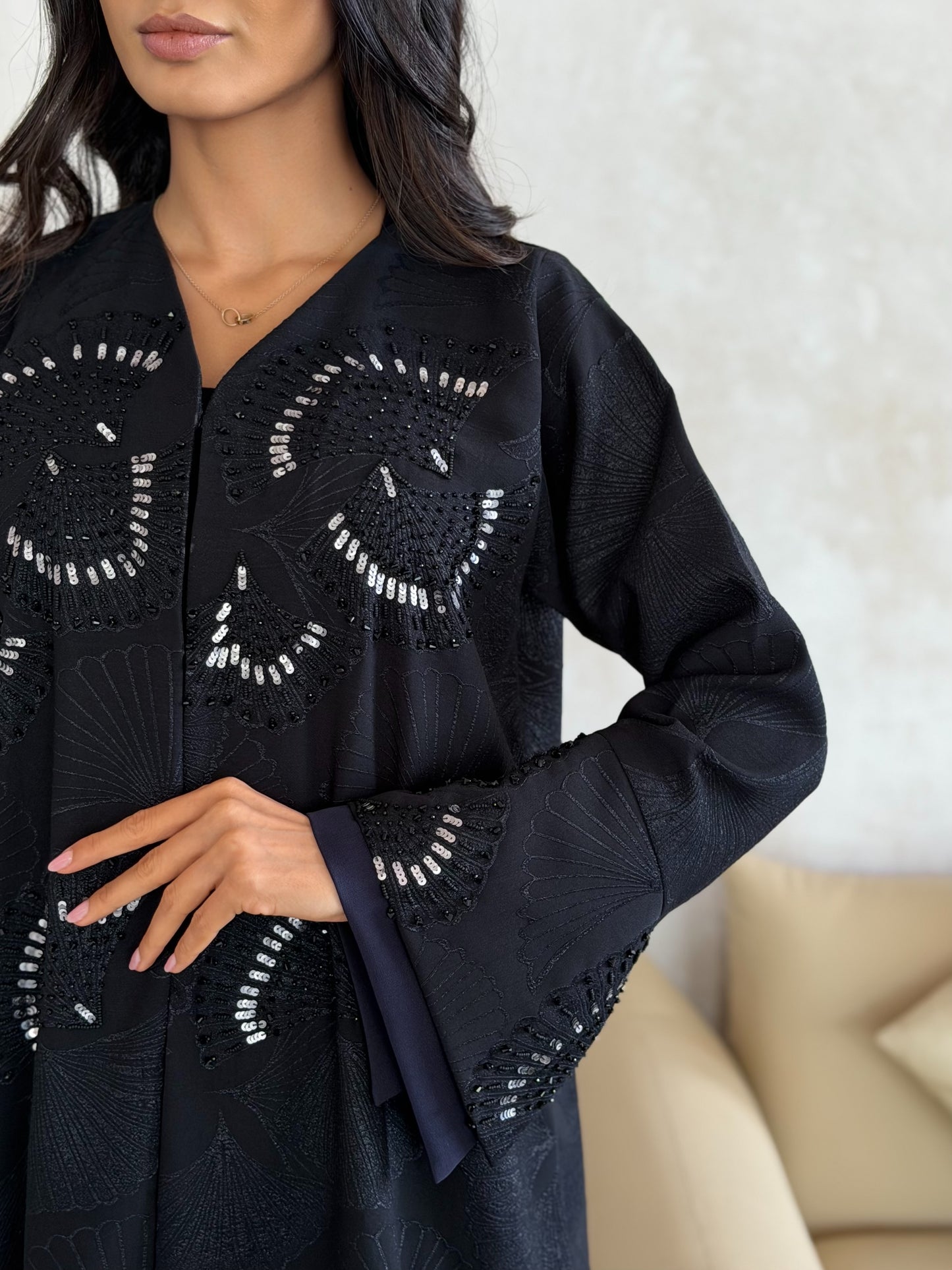 midnight ginkgo embellished abaya