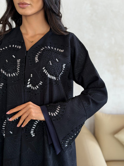 Midnight Ginkgo Embellished Abaya