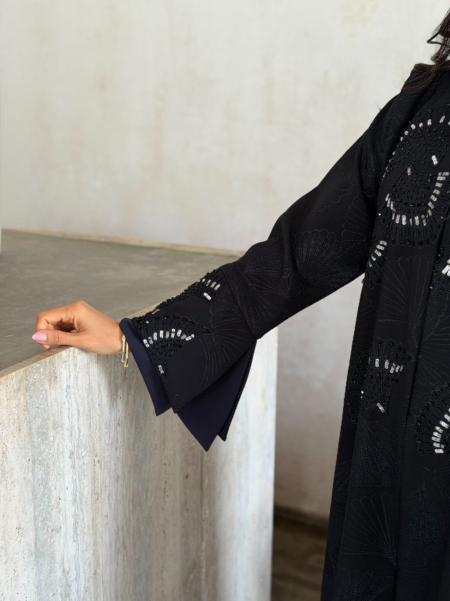 midnight ginkgo embellished abaya