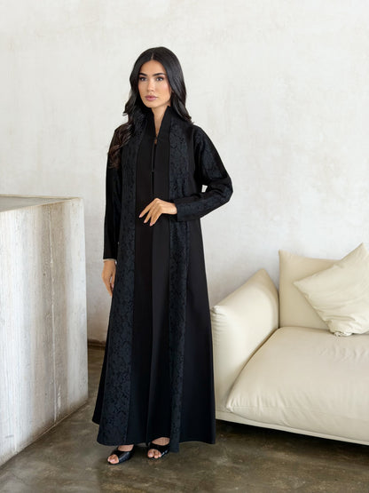 Noir Lace Panel Abaya