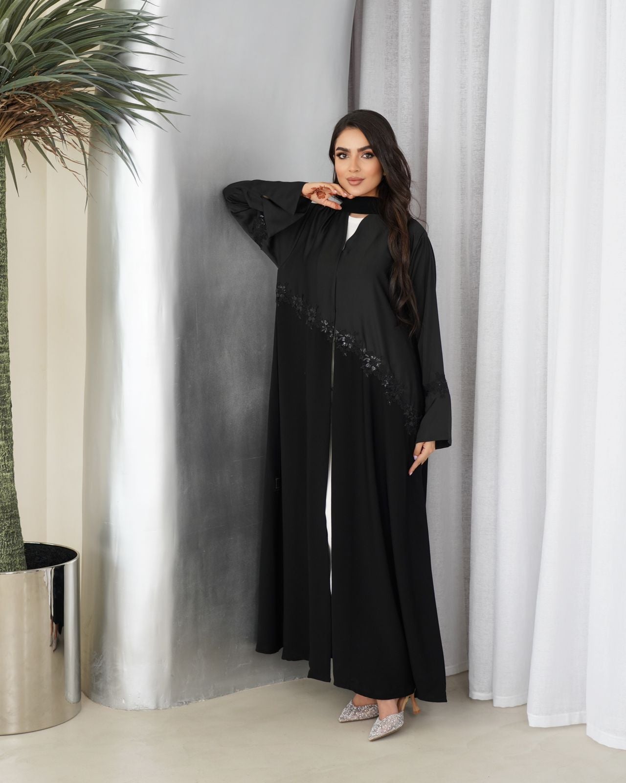 midnight sequin slope abaya